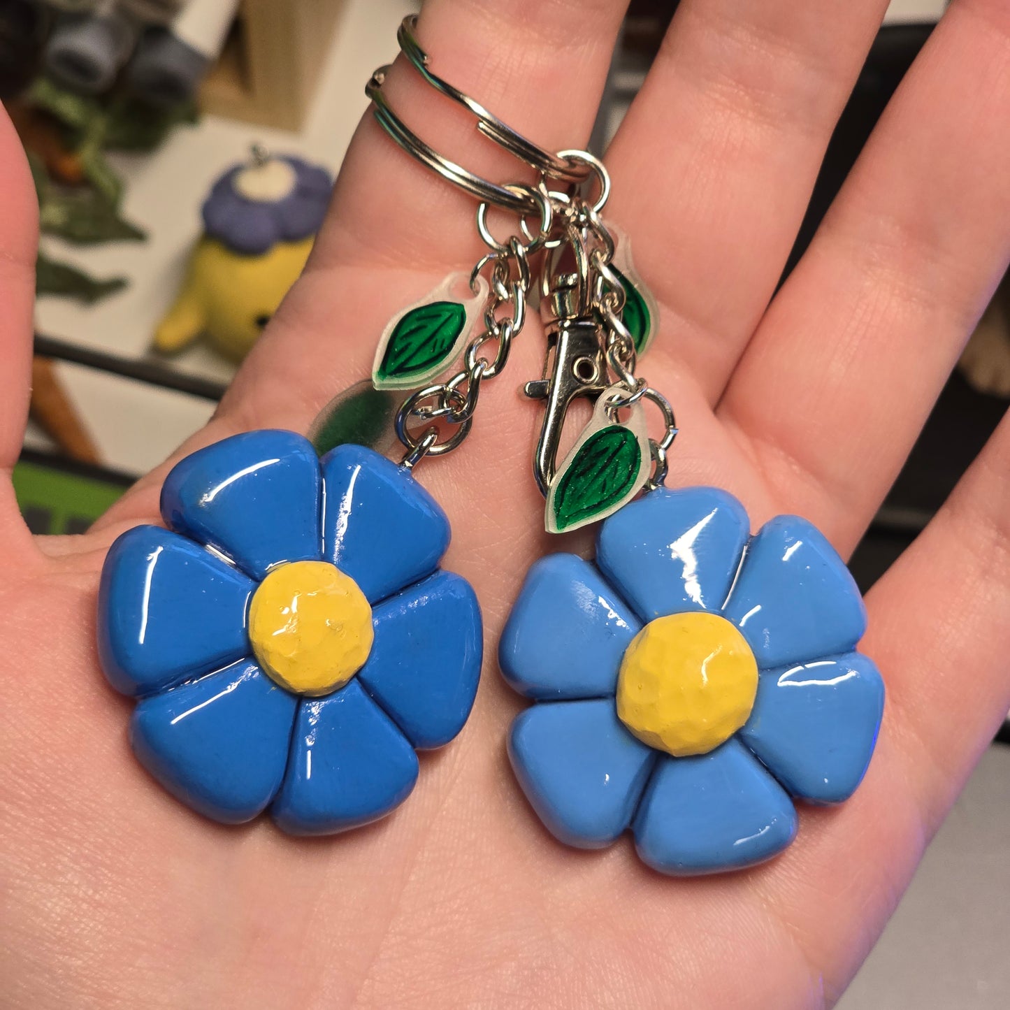 Imperfect Handmade Polymer Clay Flower Keychain