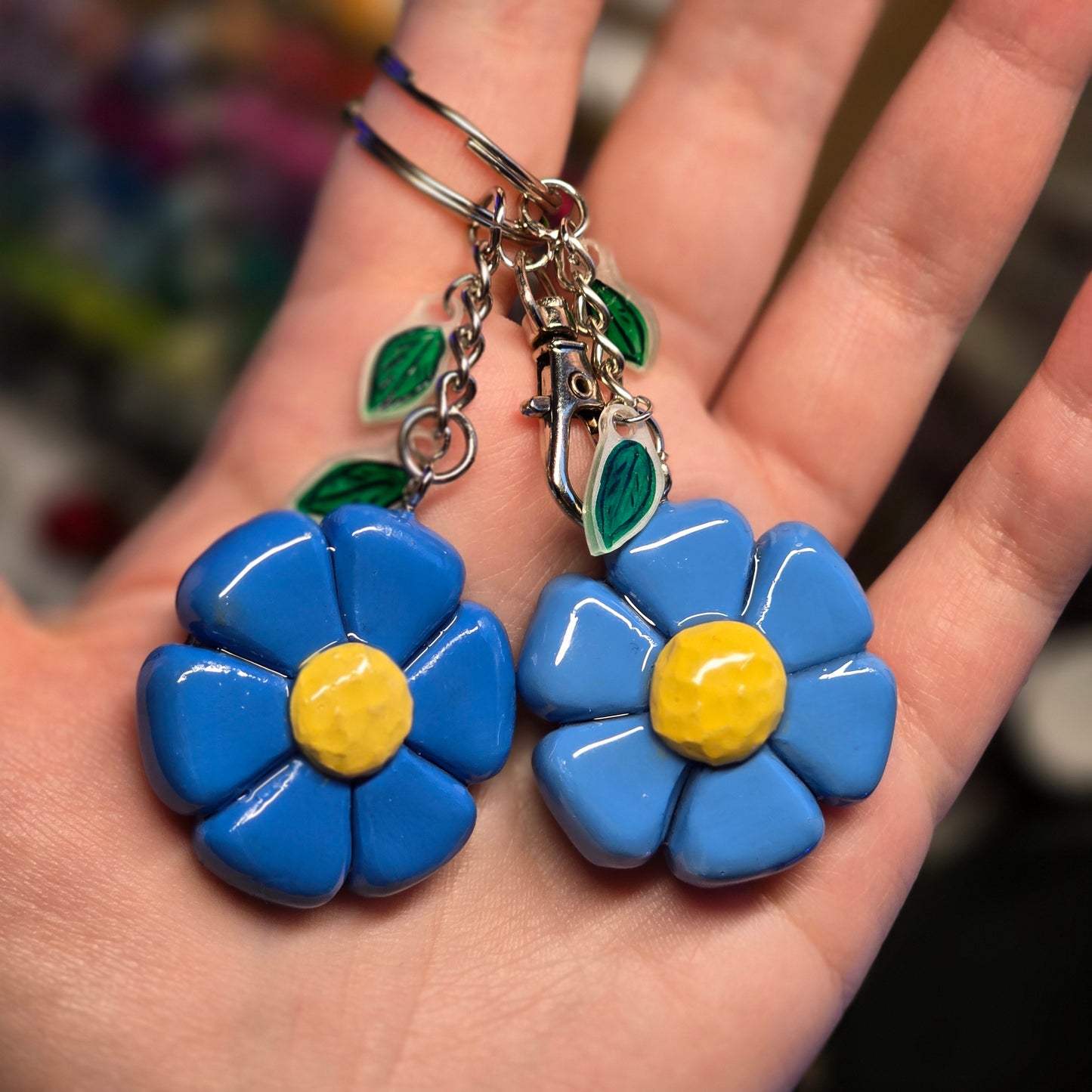 Imperfect Handmade Polymer Clay Flower Keychain